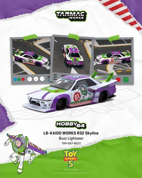  Mô hình xe LB - Kaido Works Nissan R32 Skyline Buzz Lightyear tỉ lệ 1:64 Tarmac Works T64-097-Buzz 