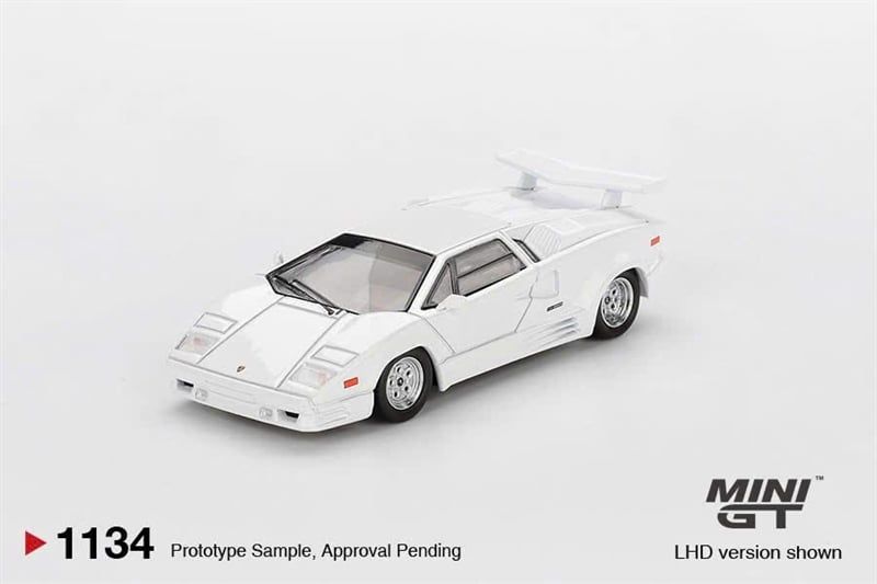  Mô hình xe Lamborghini Countach 25th Anniversary White tỉ lệ 1:64 bản card MiniGT MGT01134 NO CHASE CAR 