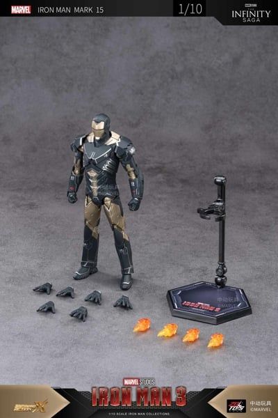  Mô hình nhân vật Marvel Iron man người sắt Mark 15 MK15 SHF Iron man 3 tỉ lệ 1:10 18CM ZM59 ZD Toys FG262 