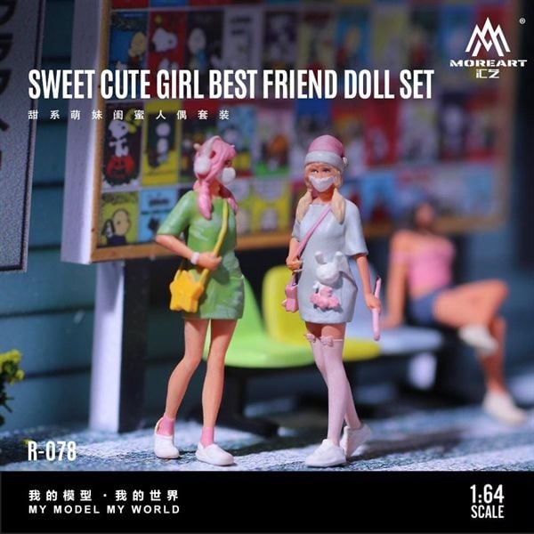  Mô hình nhân vật set sweet cute girl best friend doll resin tỉ lệ 1:64 MoreArt MO223078 