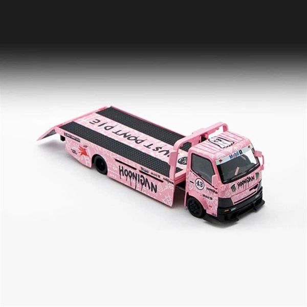  Mô hình xe tải sàn trượt - chở xe H300 Tow Truck HOONIPIGASUS Pink #43 tỉ lệ 1:64 Micro Turbo MT6405A5 