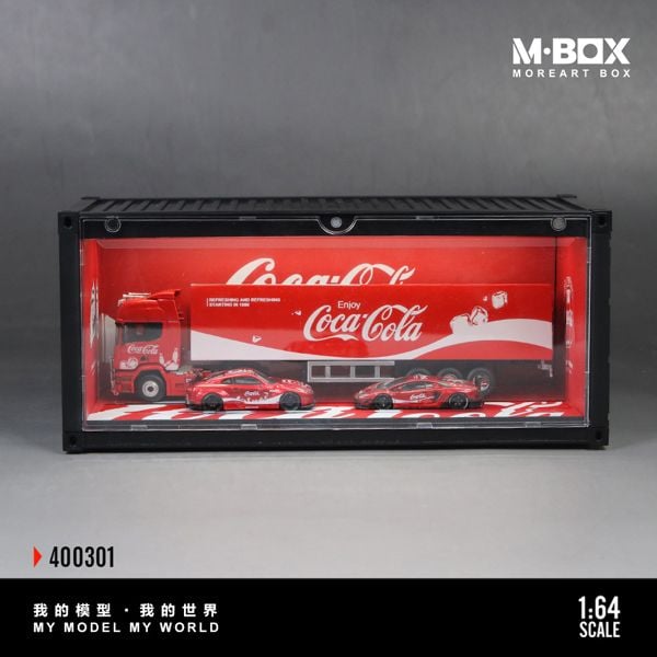  Hộp trưng bày container mô phỏng bãi đỗ xe parking lot Coca Cola 30x12.5x13cm tỉ lệ 1:64 MoreArt MB400301 