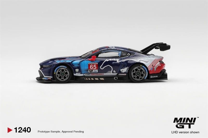  Mô hình xe Ford Mustang GT3 #65 Ford Multimatic Motorsports 2025 IMSA Daytona 24 Hrs Winner bản card tỉ lệ 1:64 MiniGT MGT01240 - NO CHASE 