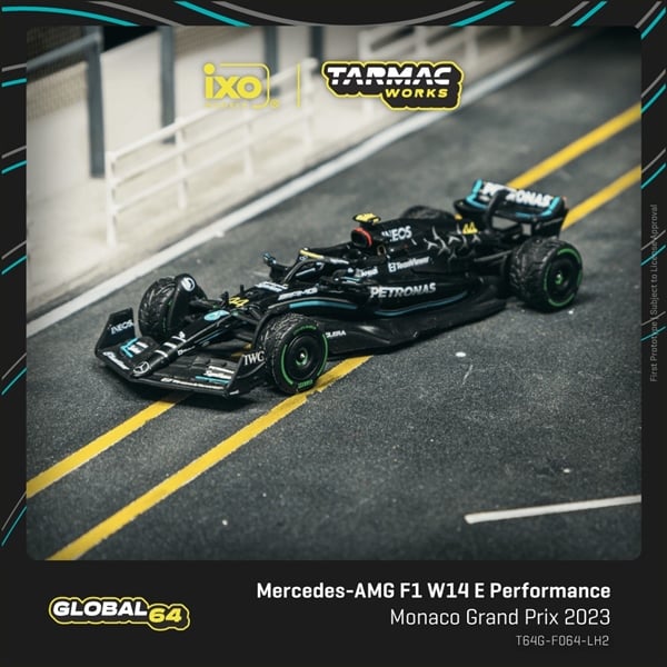  Mô hình xe Mercedes-AMG F1 W14 E Performance Monaco Grand Prix 2023 Lewis Hamilton (Collaboration with IXO models) tỉ lệ 1:64 Tarmac Works 