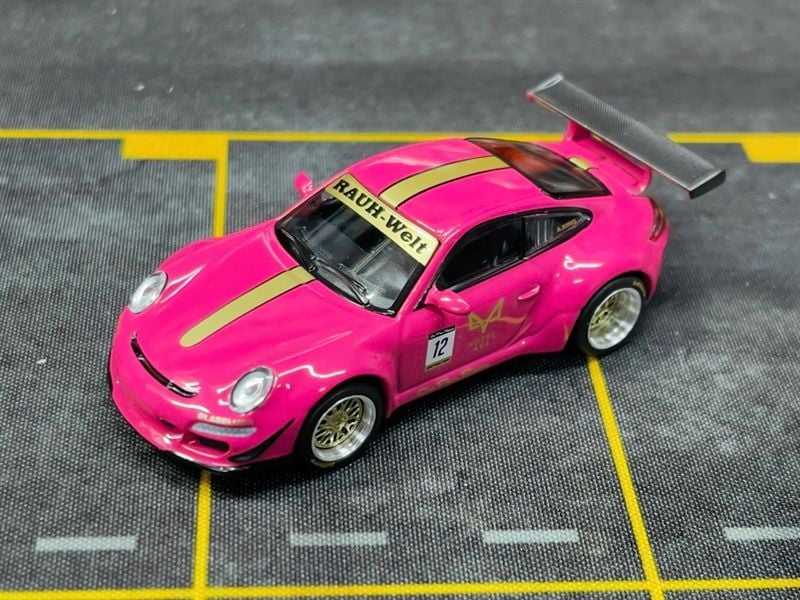  [Hàng Loose] Mô hình xe Porsche RWB Rauh Welt 997 AVA pink tỉ lệ 1:64 Poprace PR640187 