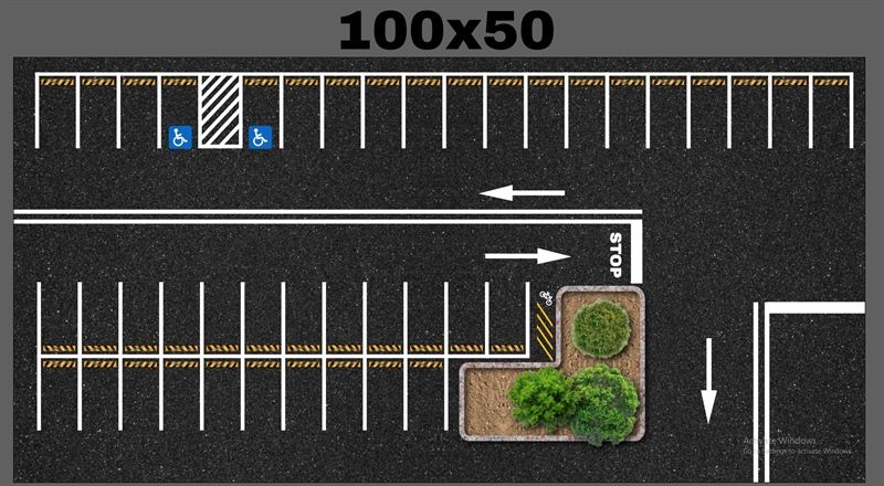  Phụ kiện thảm sa bàn chống trượt mô phỏng diorama bãi đỗ xe có cây kích thước 100x50cm cho mô hình xe 1:64 Autono1 PT015 