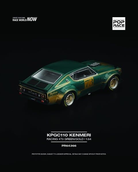  Mô hình xe KPGC110 Kenmeri Racing #73 Green/Gold tỉ lệ 1:64 PopRace PR640366 