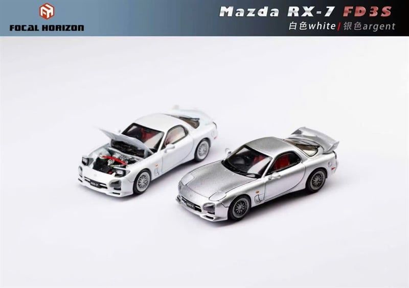  Mô hình xe Mazda RX-7 FD3S A Spec mở được nắp capo tỉ lệ 1:64 Focal Horizon OT64607 
