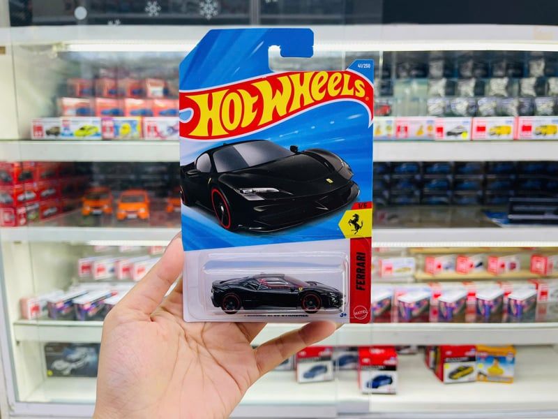  Mô hình xe Ferrari SF90 Stradale black Hot Wheels kim loại có bản quyền chính hãng tỉ lệ 1:64 C4982-FE 