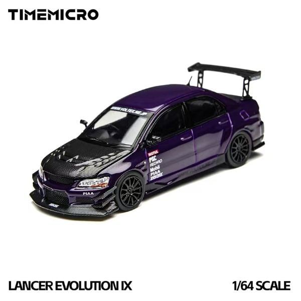  Mô hình xe Mitsubishi Evo Lancer Evolution IX Metallic Purple tỉ lệ 1:64 Time micro TM800214 