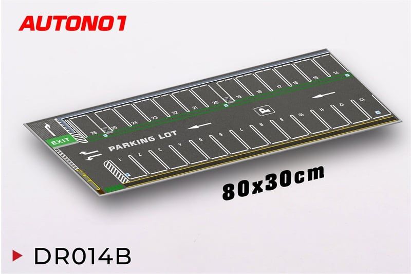 Phụ kiện thảm sa bàn chống trượt mô phỏng diorama bãi đỗ xe/ Parking lot có đường xe chạy kích thước 80x30cm tỉ lệ 1:64 Autono1 PT014 