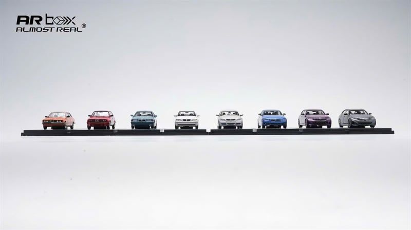  Mô hình xe BMW 3 Series Box Set 50 Years of the BMW 3 Series 7 generations, 8 car set tỉ lệ 1:64 Almost Real OT64576 