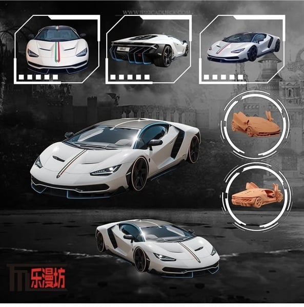  Mô hình xe Lamborghini Centenario LP770-4 mở 2 cửa + nắp máy sau limited edition tỉ lệ 1:64 Rhino Model 