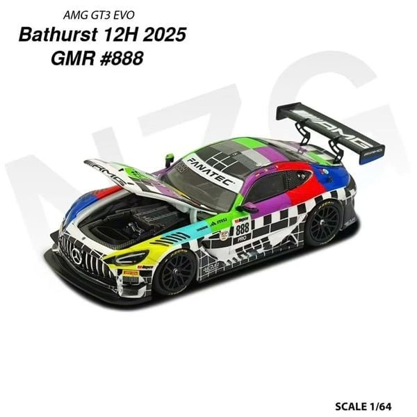  Mô hình xe Mercedes Benz AMG GT3 EVO 2 Team GMR Bathurst 12H #8 Team GMR Bathurst 24H #888 tỉ lệ 1:64 Kilo works114601001 