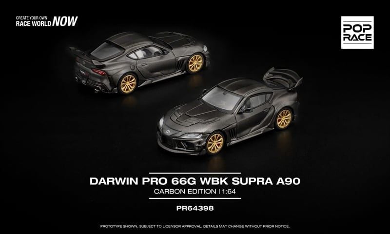  Mô hình xe ô tô Toyota Darwin Pro 66G WBK Supra A90 Carbon Edition tỉ lệ 1:64 Poprace PR640398 