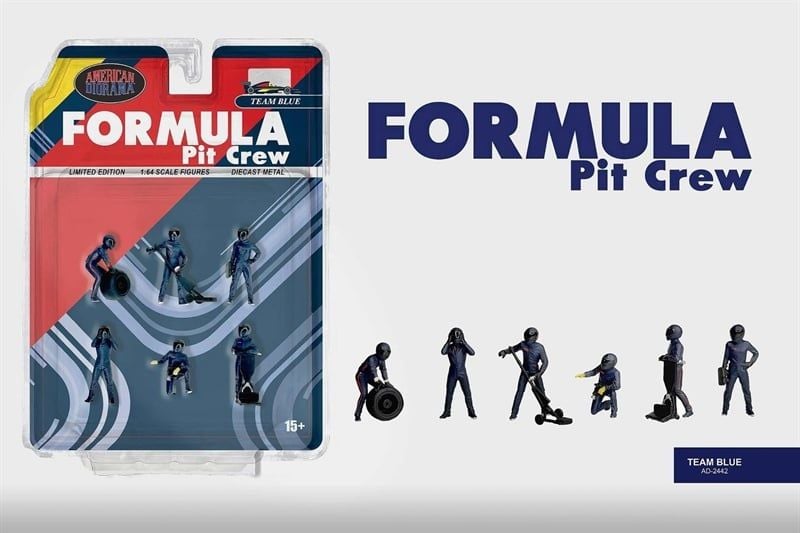  Set mô hình nhân vật figure F1 Formular Team Blue kim loại tỉ lệ 1:64 American Diorama AD-2442 