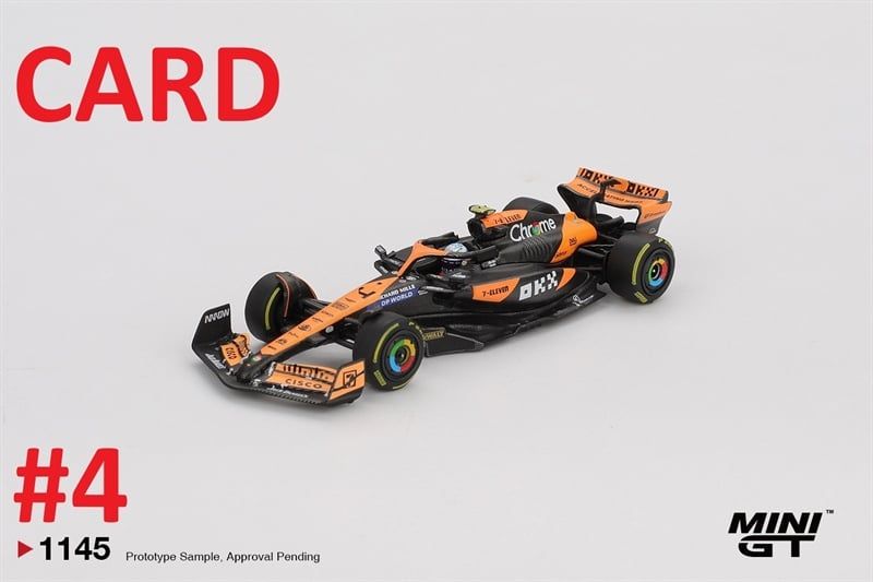  Mô hình xe McLaren MCL38 #4 Lando Norris 2024 F1 2024 Hungarian GP 2nd Place bản card tỉ lệ 1:64 MiniGT MGT01145 NO CHASE CAR 