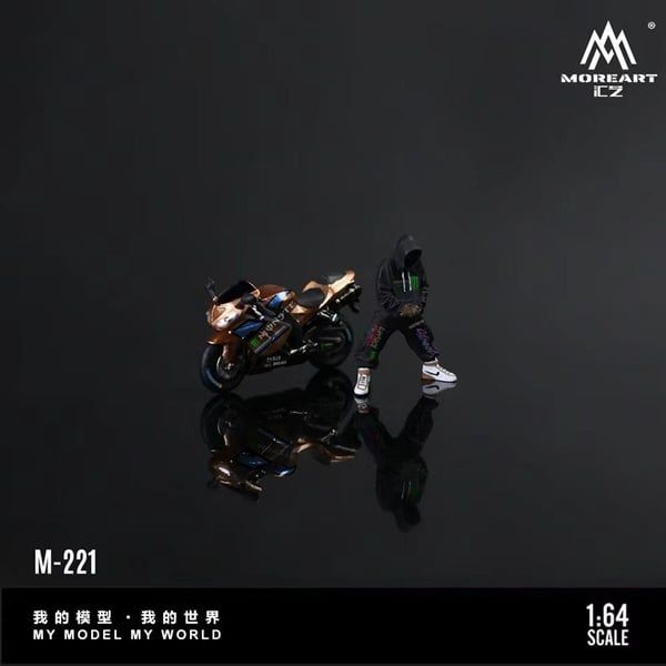  Set mô hình nhân vật và xe mô tô Kawasaki 2006 ZX-10R Claw Livery Cool Action Figure Set Resin tỉ lệ 1:64 MoreArt MO222221 