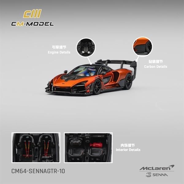  Mô hình xe Mclaren SennaGTR Volcano Orange tỉ lệ 1:64 CM model CM64-SENNAGTR-10 