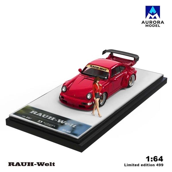  Mô hình xe Porsche Rauth Welt RWB946 Red limited 499pcs tỉ lệ 1:64 Aurora model AM640881 