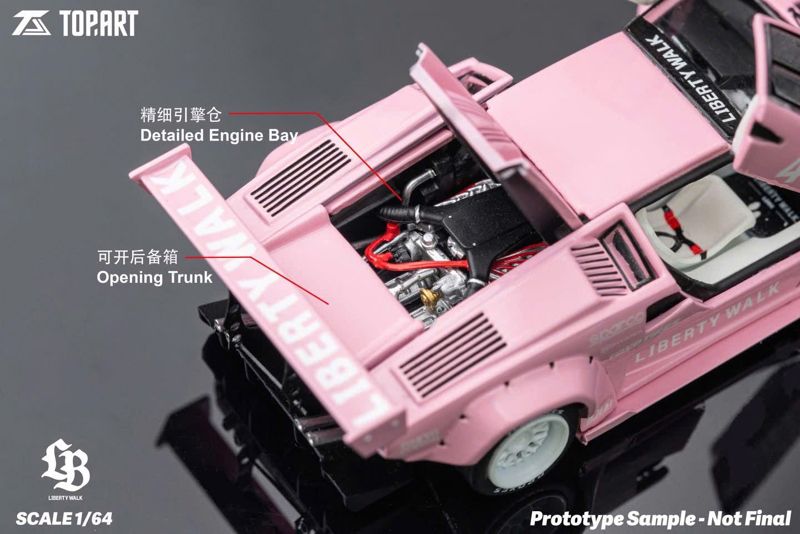  Mô hình xe Lamborghini Countach LBWK Lover Pink full open tỉ lệ 1:64 TopArt TAO640012 