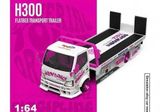  Mô hình xe tải thớt trượtH300 Flatbed Transport Trailer Iron Maiden White & Pink Paint Scheme tỉ lệ 1:64 Coolcar CC647230 