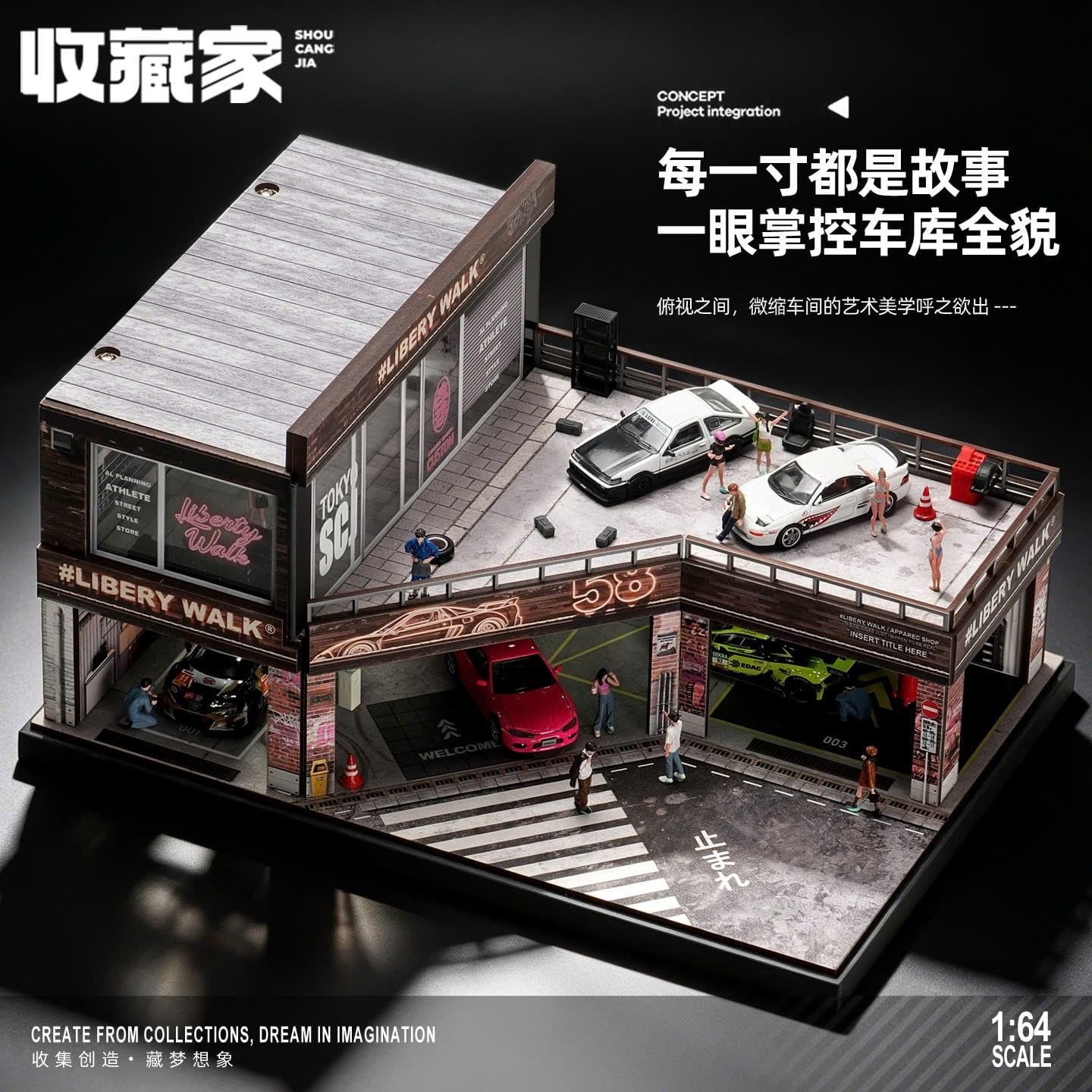  Hộp trưng bày mô phỏng LB Garage tỉ lệ 1:64 Shou Cang Jia SCJ82081 