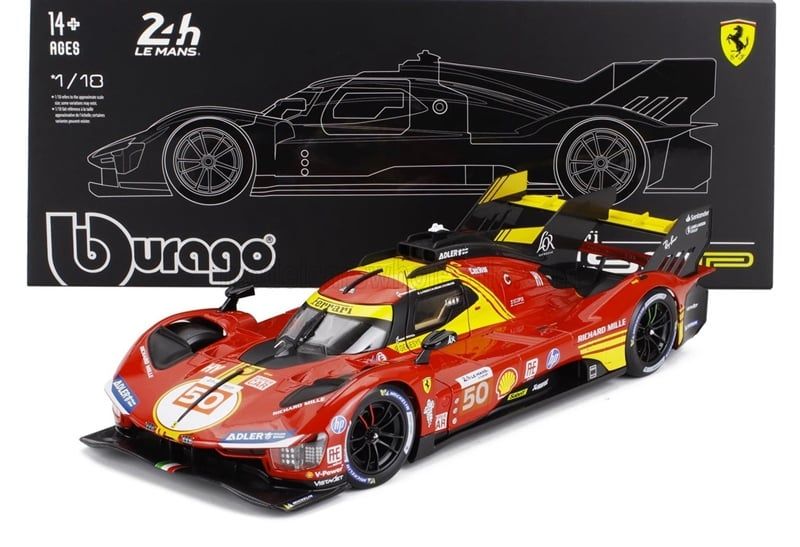  Mô hình xe Ferrari 499P 3.0L turbo V6 team Ferrari Corse #50 có hộp mica tỉ lệ 1:18 Bburago 18-16312 OT554 
