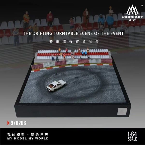  Hộp trưng bày diorama mô phỏng trường đua Drift và khán đài có thể chạy được 30cm x 30cm tỉ lệ 1:64 MoreArt MO970206 