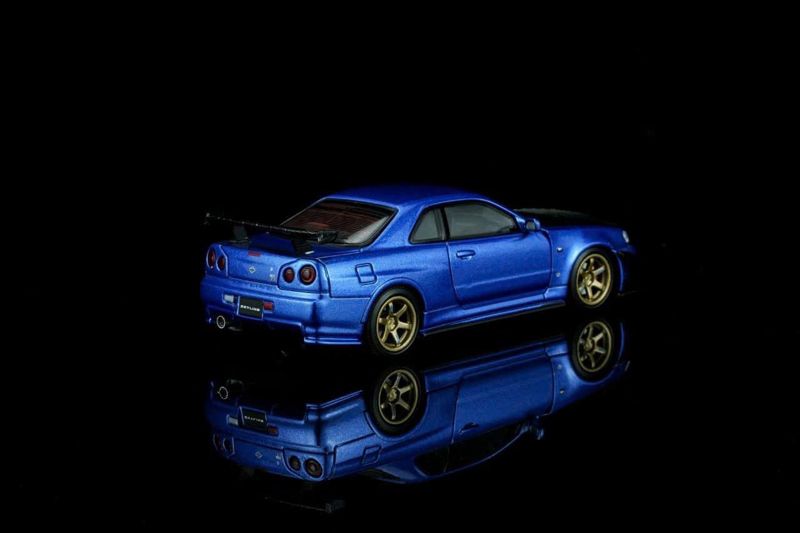  Mô hình xe Nissan Skyline GT-R (R34) Customized Bayside Blue w Diecast Model tỉ lệ 1:64 MOTORHELIX M63476 