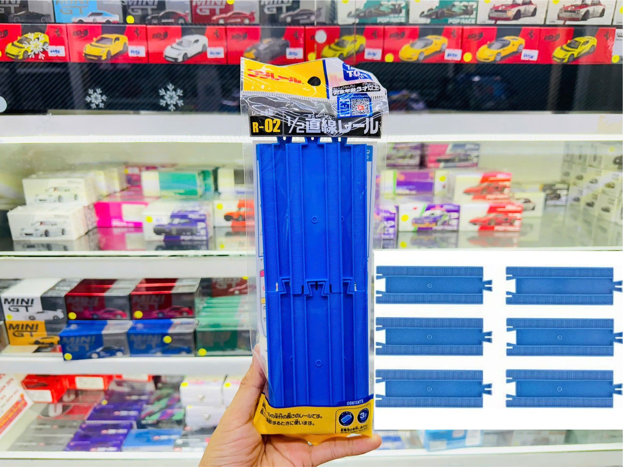  Phụ kiện đường ray dành cho hệ thống tàu điện đồ chơi Plarail R-01 1/2 Straight Rail x6 Takara Tomy 111306 