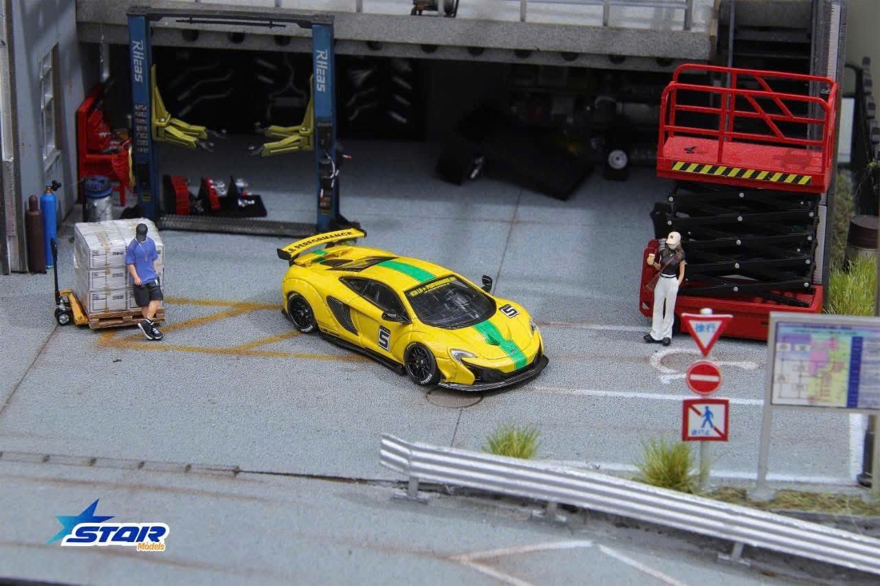  Mô hình xe Mclaren 650S LB works Liberty walk yellow #5 hộp mica tỉ lệ 1:64 Star model OT644501 