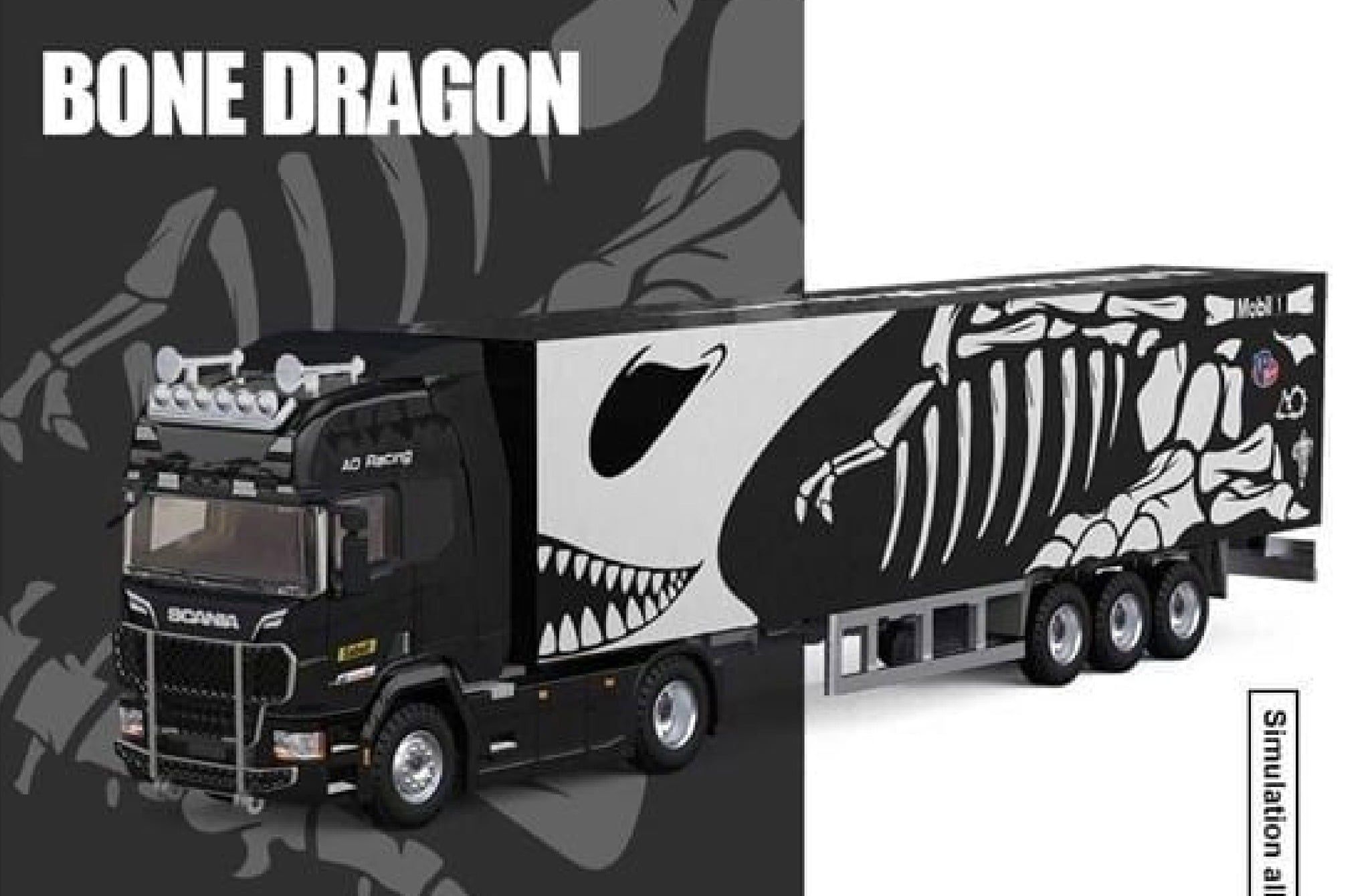  Mô hình xe container Container Truck - Dragon of Bones Livery Skeleton tỉ lệ 1:64 Coolcar CC644031 