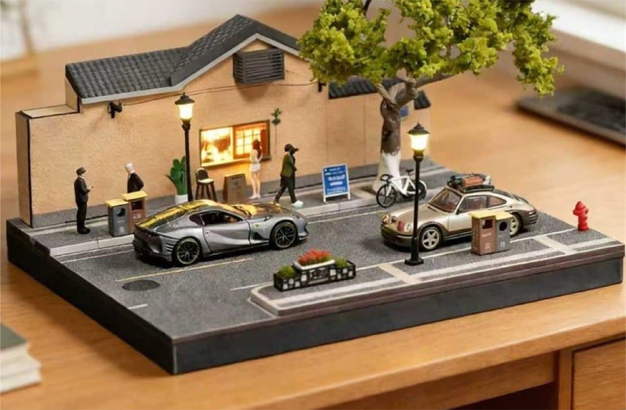  Hộp trưng bày mô phỏng diorama Coffee shop kích thước 20x20x14.6cm tỉ lệ 1:64 Shou cang jiaSCJ82051 
