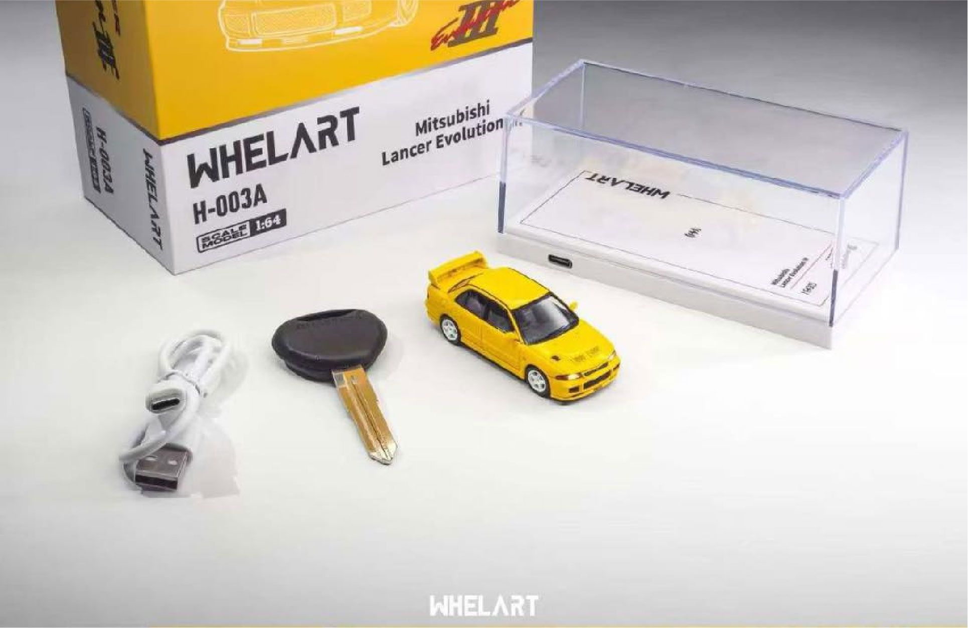  Mô hình xe Mitsubisbi Evo3 Yellow (Lighting Function) tỉ lệ 1:64 Whelart H-0034 