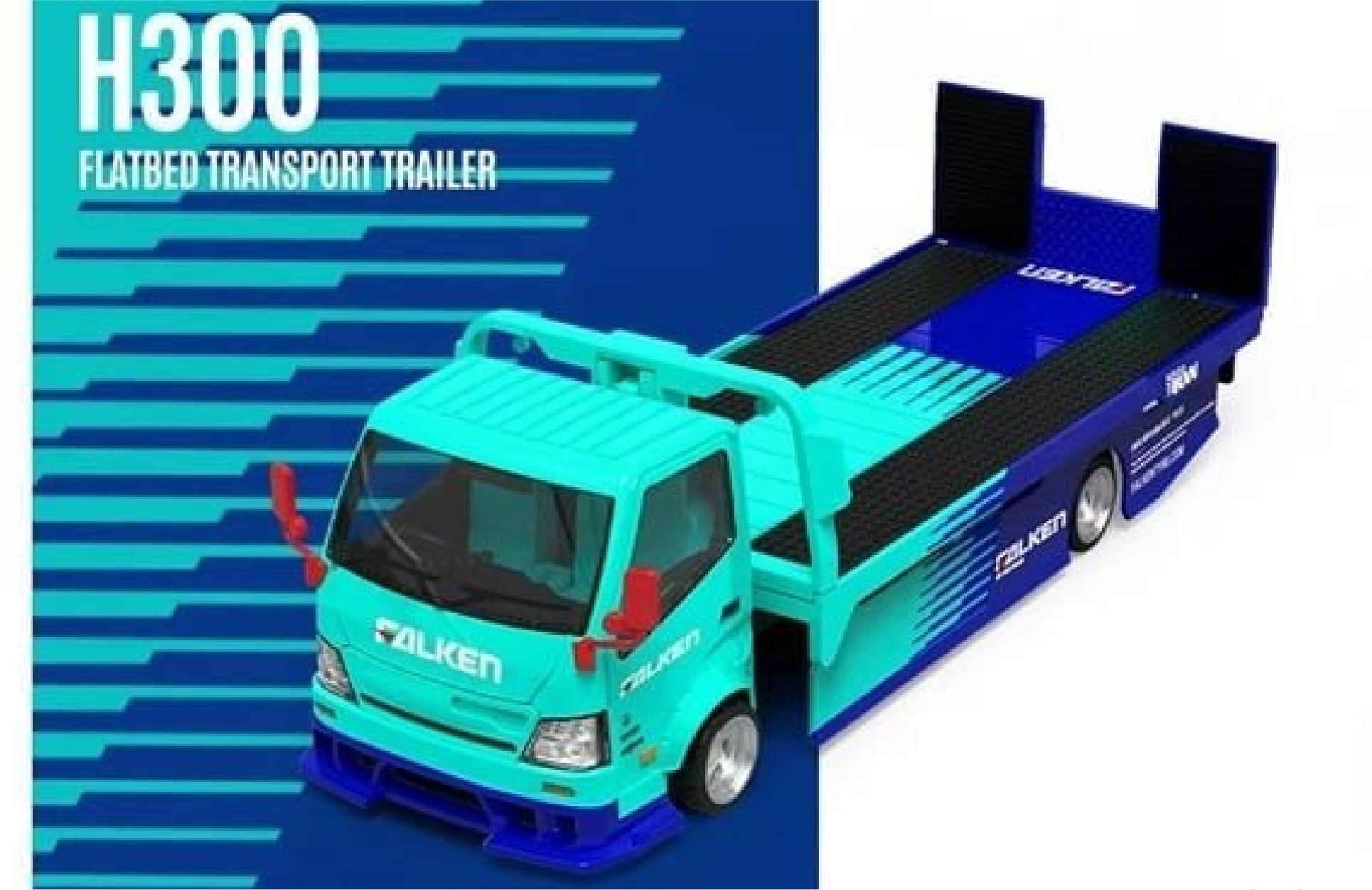  Mô hình H300 Flatbed Transport Trailer Falken Teal Blue Painted tỉ lệ 1:64 Cool Car CC647232 