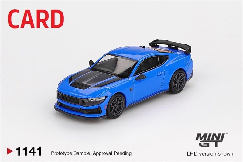  Mô hình xe Ford Mustang Dark Horse 2024 Grabber Blue bản card tỉ lệ 1:64 MiniGT MGT01141 HAVE CHASE 