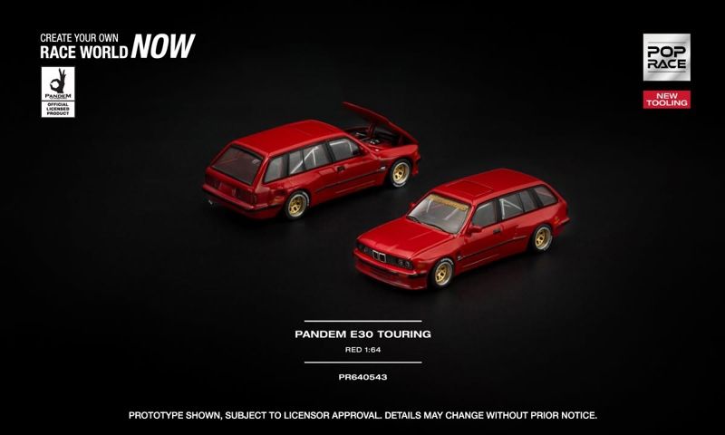  Mô hình xe BMW Pandem E30 Touring - Red tỉ lệ 1:64 Pop Race PR640543 