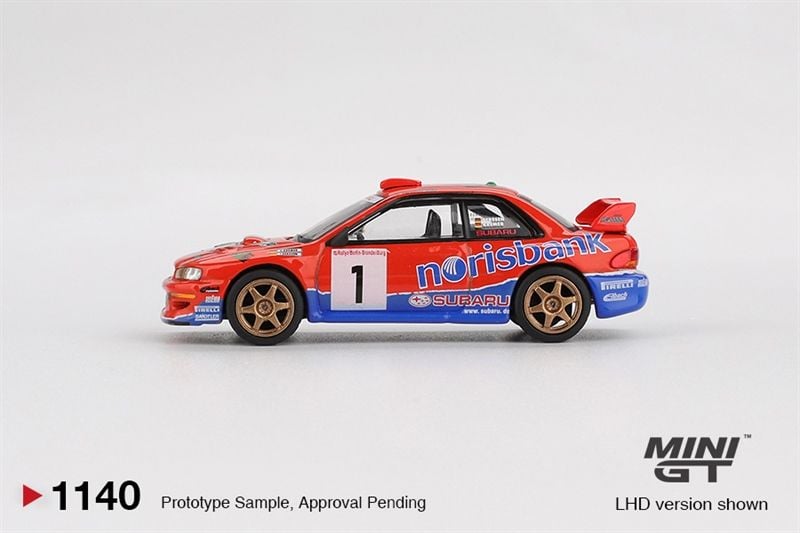  Mô hình xe ô tô Subaru Impreza WRC97 #1 1999 DRM Champion bản card tỉ lệ 1:64 MiniGT MGT01140-BL HAVE CHASE CAR 
