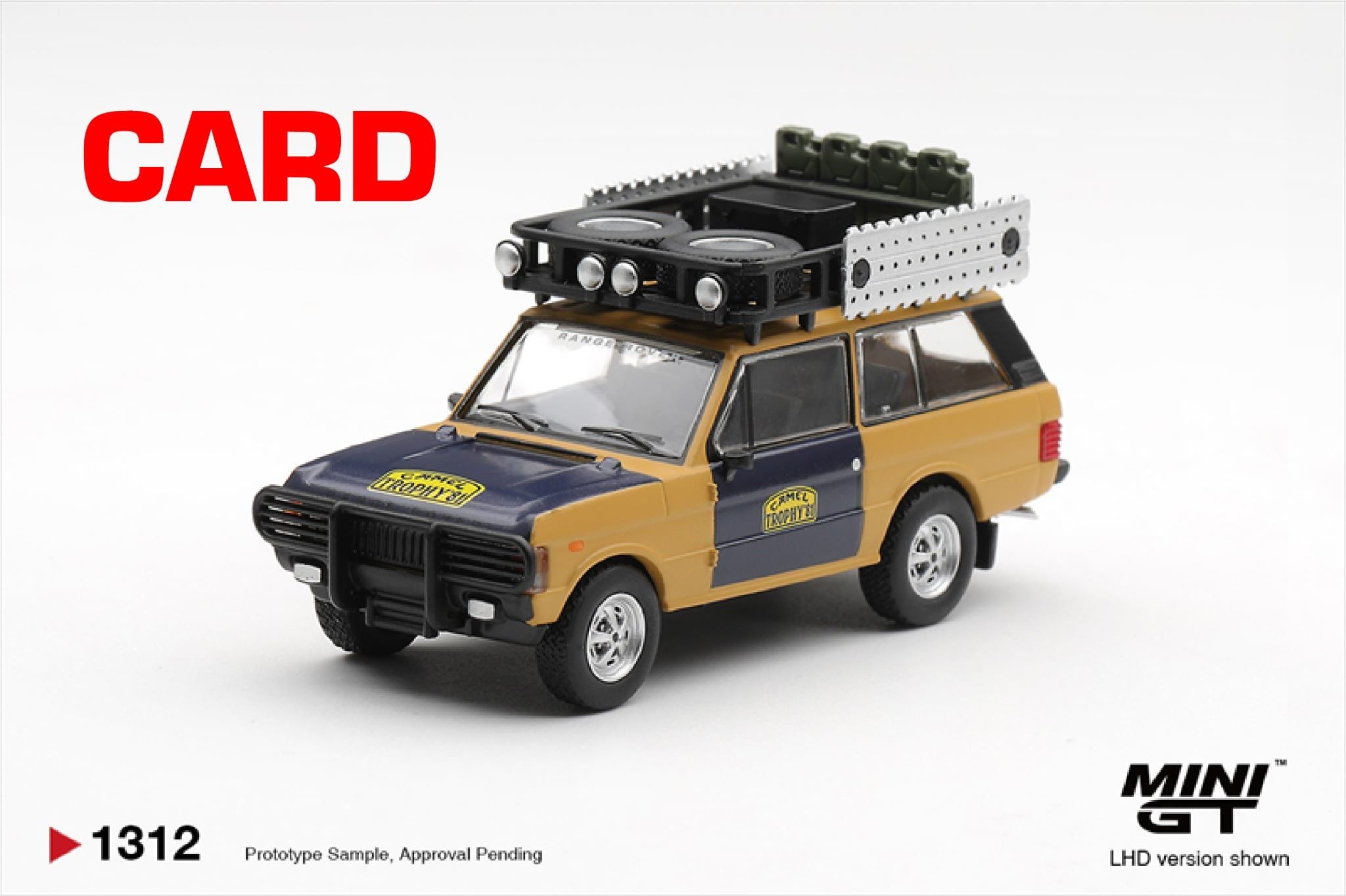 Mô hình xe Range Rover 1981 Camel Trophy Sumatra H.Fischer & W.Bays bản card tỉ lệ 1:64 MiniGT MGT01312 