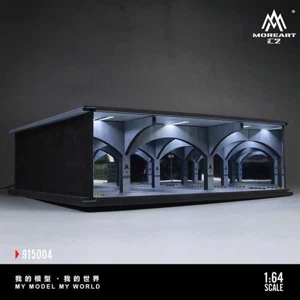  Hộp trưng bày mô phỏng bãi đổ xe dưới hầm Underground parking lot series có đèn kích thước 30x30x10.5cm tỉ lệ 1:64 MoreArt MO915004 
