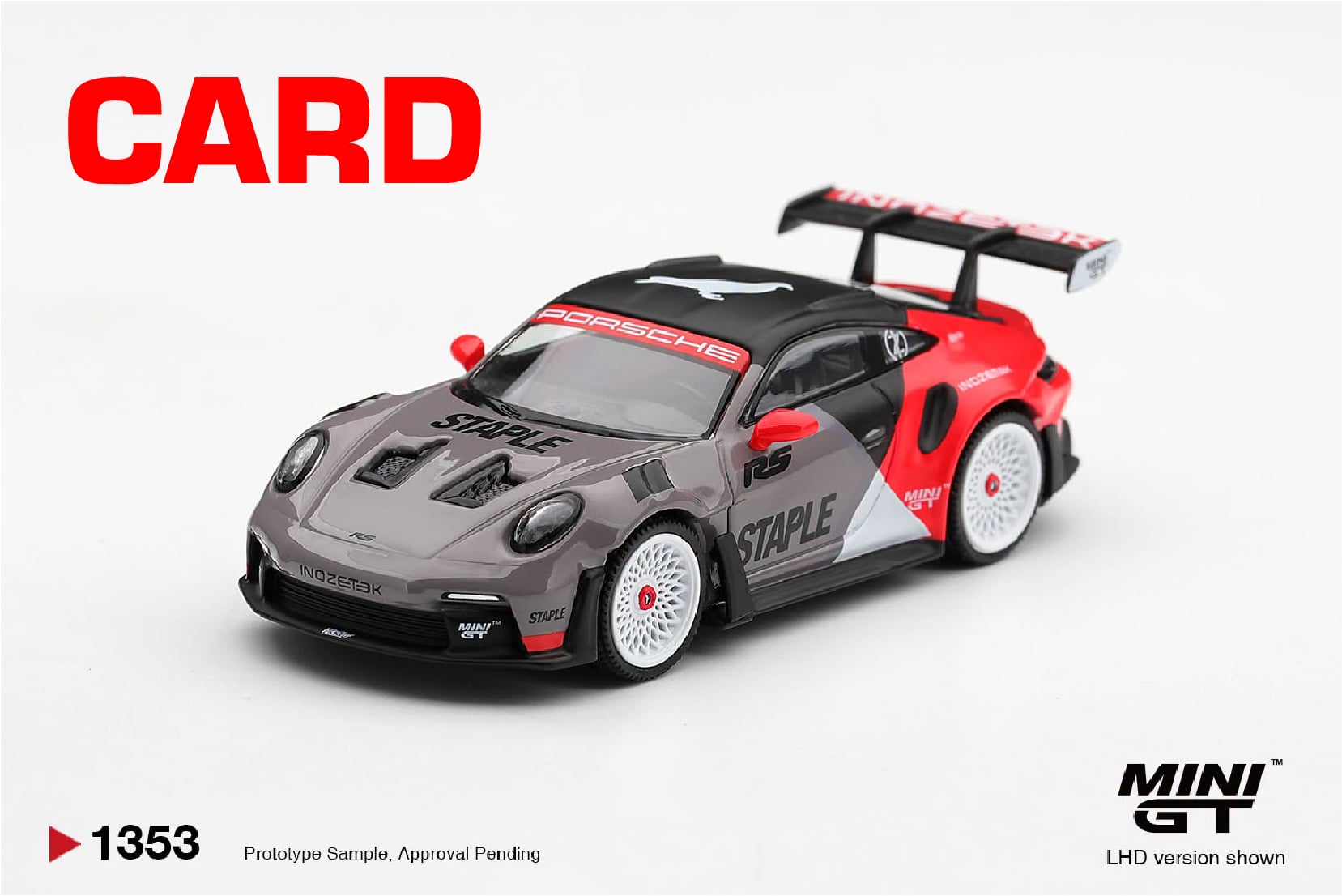  Mô hình xe Porsche 911 GT3 RS STAPLE x INOZETEK tỉ lệ 1:64 MiniGT bản Card MGT01353 