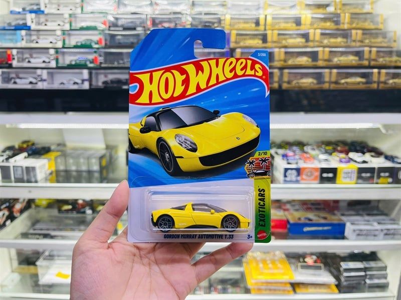  Mô hình xe Gordon Murray Automotive T.33 yellow Hotwheels kim loại có bản quyền chính hãng tỉ lệ 1:64 C4982-GY 