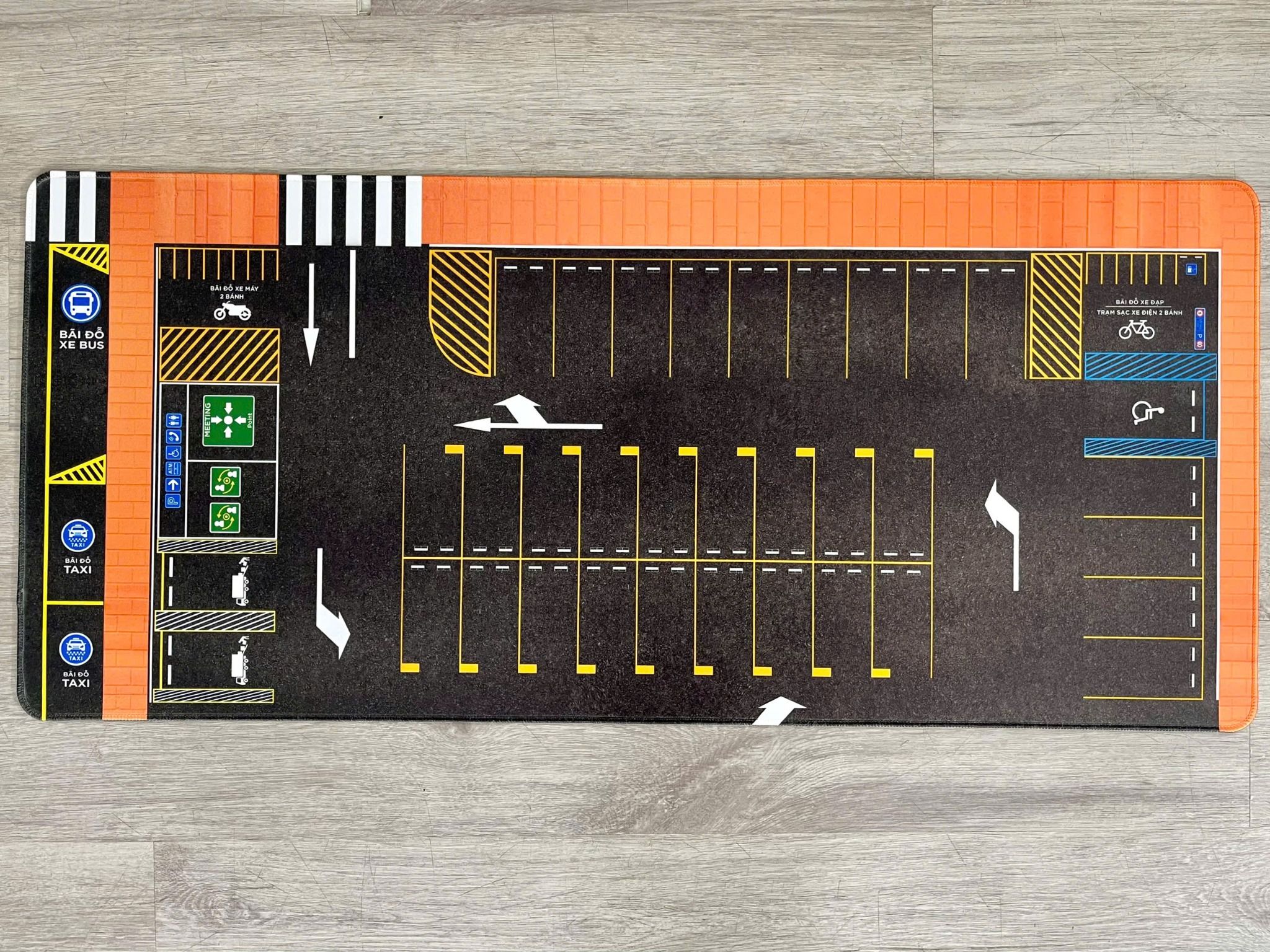  Phụ kiện thảm sa bàn chống trượt mô phỏng diorama bãi đỗ xe có nền gạch kích thước 90x40 cho mô hình xe 1:64 Autono1 PT026 