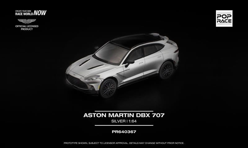  Mô hình xe Aston Martin DBX 707 - Silver tỉ lệ 1:64 Pop Race PR640367 