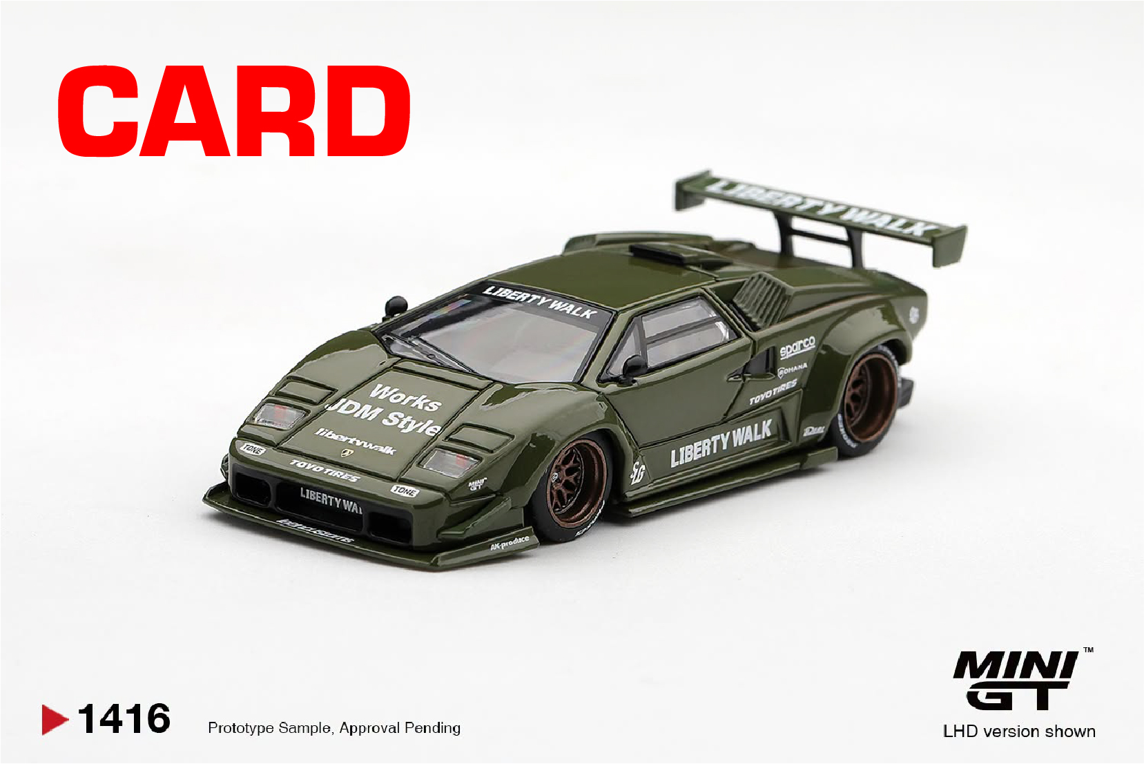  Mô hình xe Lamborghini Countach LB-WORKS Army Green bản card tỉ lệ 1:64 MiniGT MGT01416 