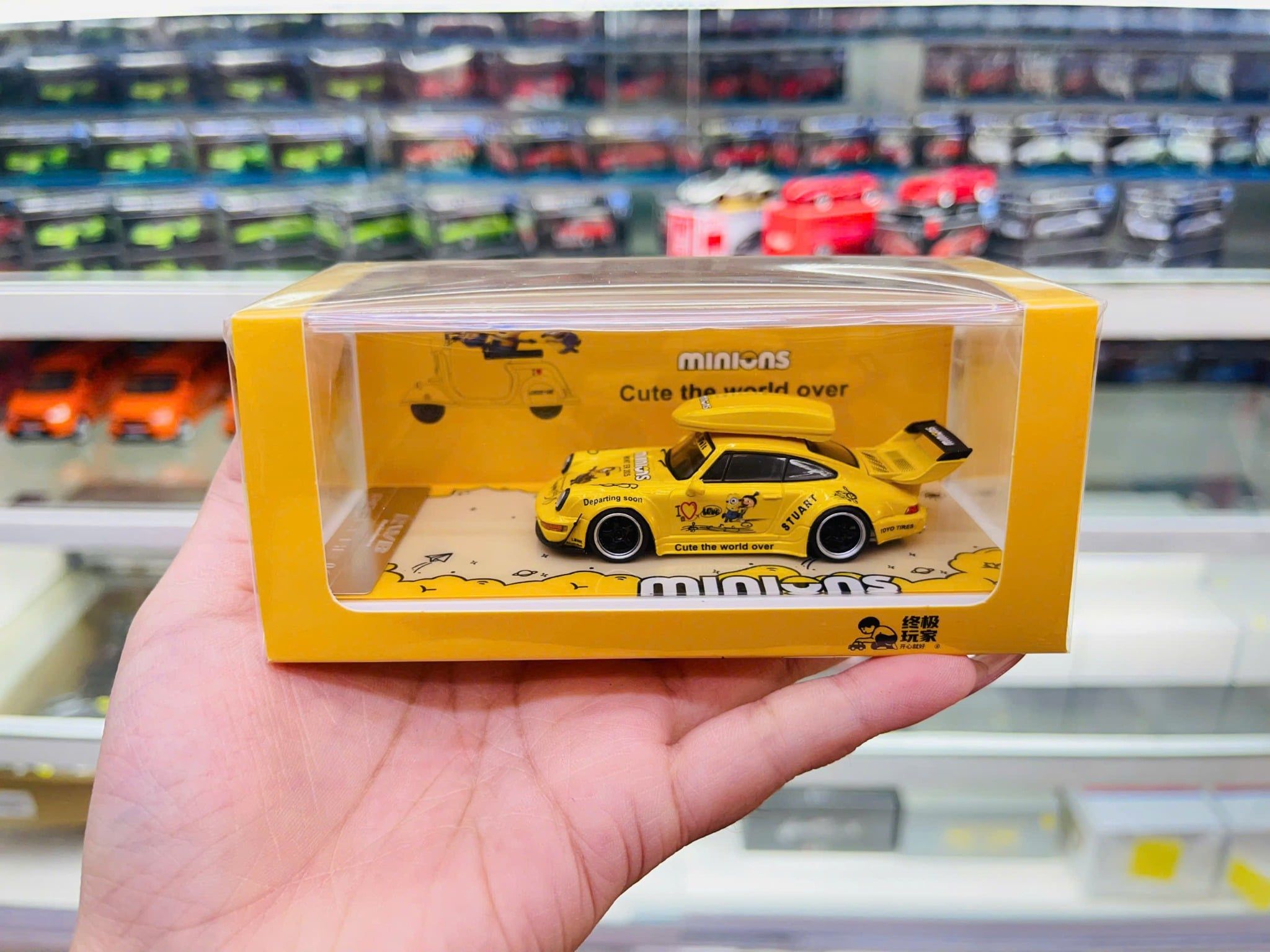  Mô hình xe Porsche 911 RWB Rauh Welt 993 & 964 Minion livery tỉ lệ 1:64 ZJWJ Model OT64786 