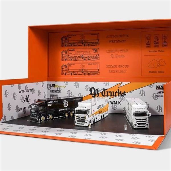  Mô hình xe Mitsubishi Fuso Super Great Lbwk Truck Set Of 3 tỉ lệ 1:64 GCD Model OT64474 