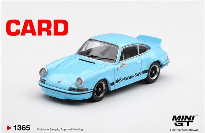 Mô hình xe Porsche 911 Carrera RS 2.7 Gulf Blue with Black Livery card tỉ lệ 1:64 MiniGT MGT01365 