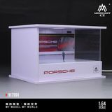  Hộp trưng bày mô phỏng showroom Porsche có bàn xoay - đèn kèm nhân vật kích thước 20 cm x 15 cm x 13 cm tỉ lệ 1:64 MoreArt MO917001 